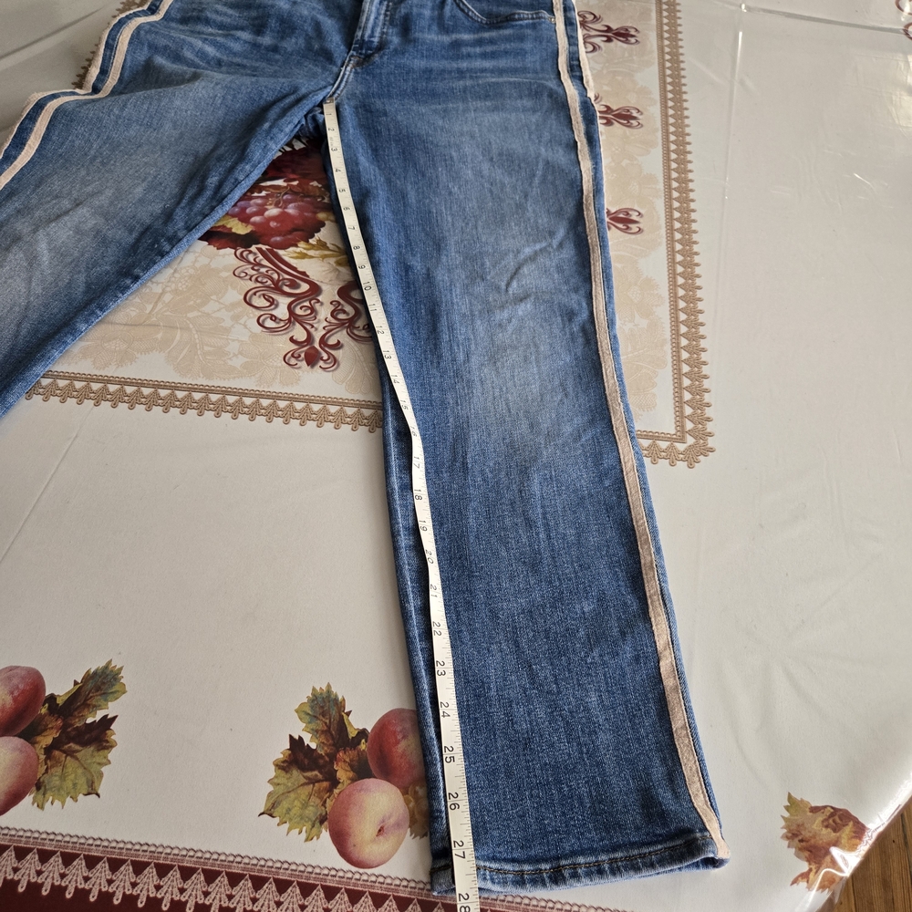 7 For All Mankind Roxanne Skinny Jeans Womens Size 32 Blue Double Racing Stripes - Picture 10 of 15
